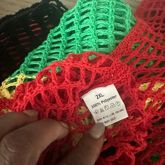 New, Jamaican inspired crochet off the shoulder coverup/dress. Size 2xl - Picture 5 of 5